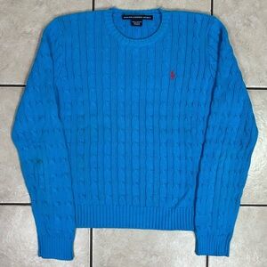 Vintage Women’s Ralph Lauren Sport Preppy Cotton Cable Knit Sweater Size Large